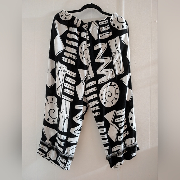 Abstract Black and White Women's Trousers - Picture 1 of 10